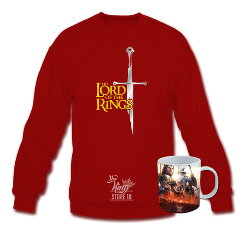 Poleron Polo + Taza, Espada Señor De Los Anillos, Narsil, Aragorn, Libros, Pelicula / The King Store