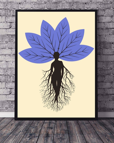 Poster Cuadro Marco Negro 33x48 Cm Flor Loto Pachamama Yoga