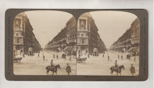 1903 Budapest Fotografia Estereoscopica Vista Calle Andrassy