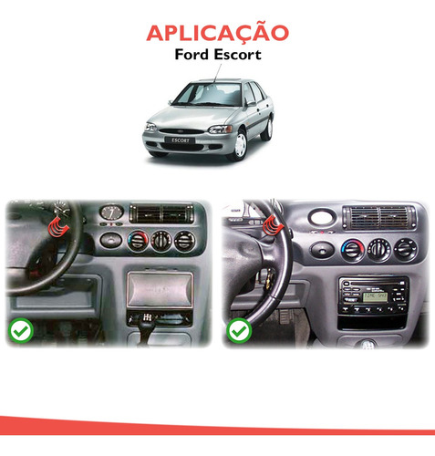 Imagem 6 de 9 de Moldura Painel 2 Din Multimidia Dvd Mp5 Ford Ka Ranger F250 Escort Focus Preto