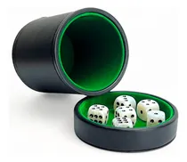 Comprar Luck Lab Taza De Dados De Cuero Negro Con 6 Dados