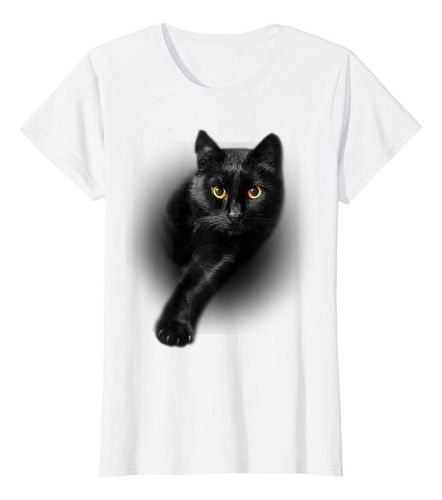 Alm Negro Ojos Amarillos T-shirt Gatos 3d Manga Corta Tenis