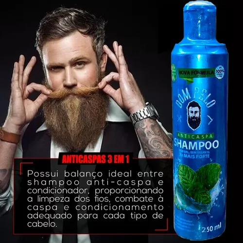 2 Shampoo Anti Caspas 3 Em 1 Barba Cabelo E Bigode Masculino