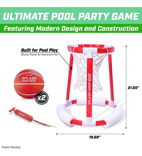 Canasta Inflable Basketbol Con 2 Pelotas Para Alberca Playa