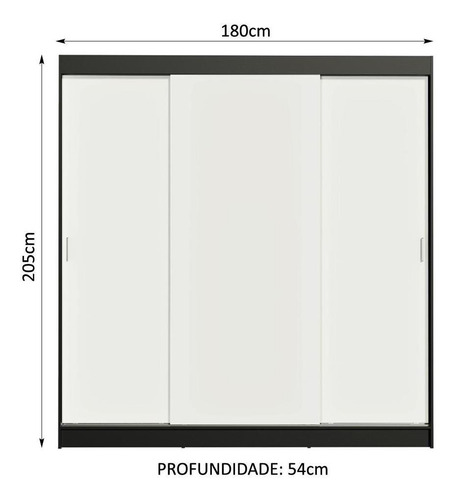 Ropero Madesa Reno 3 Puertas Corredizas Color Negro/Blanco
