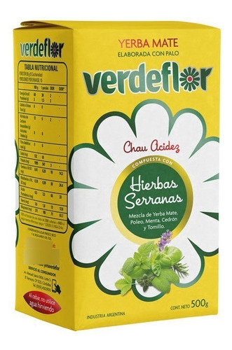 Yerba Mate Verdeflor Hierbas Serranas 500g Pack De 5