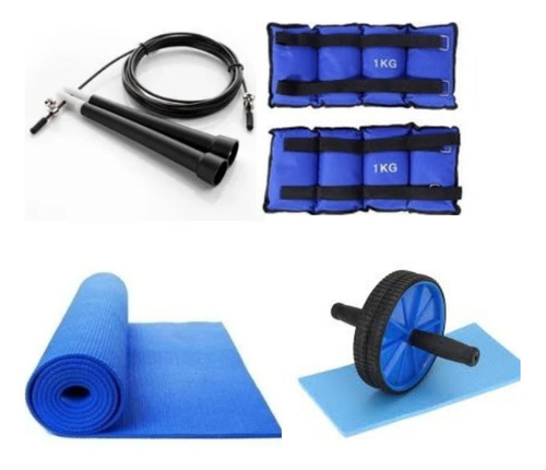 Kit Set D Entrenamiento Fitness Rueda,cuerda,tobi,colchoneta