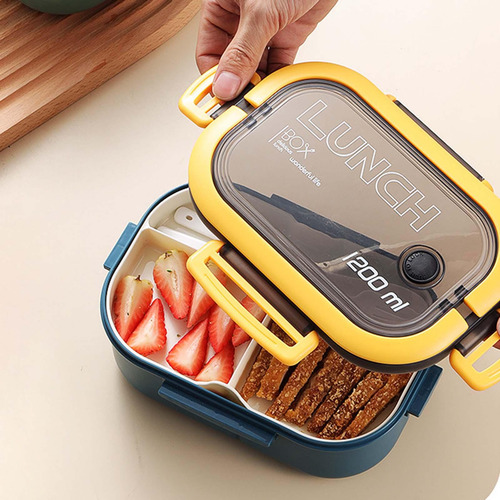 Bento Box Lunch Container 2 Capas 3 Compartimentos Fácil De