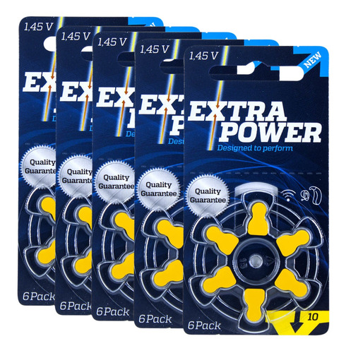 30 Baterias Tamanho 10 Auditivas Extra Power Phonak Widex 