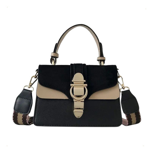 Mini Bags Carteras De Mujer Elegante Cartera Noche Felpa Acabado De Los Herrajes Oro Color Negro Con Negro Diseño De La Tela Liso