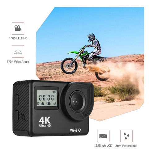 Imagen 3 de 10 de Cámara Deportiva 4k Wifi 8mp Hd Gran Angular 170°