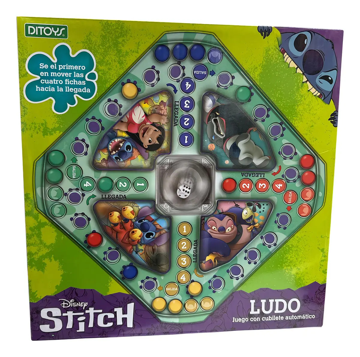Juego de Mesa Ludo Stitch Ditoys con Cubilete Automático Plástico