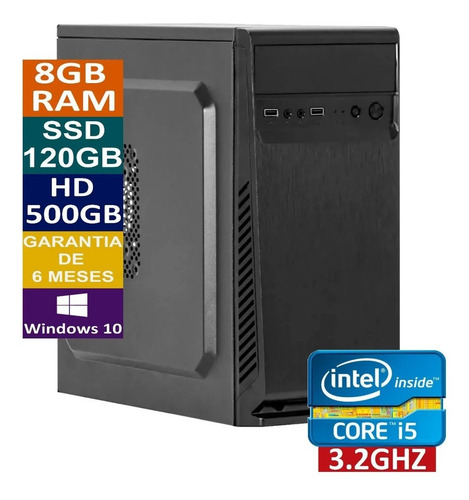 Pc Computador Cpu Core I5 + Ssd 120gb, 8gb Ram, Monitor 19