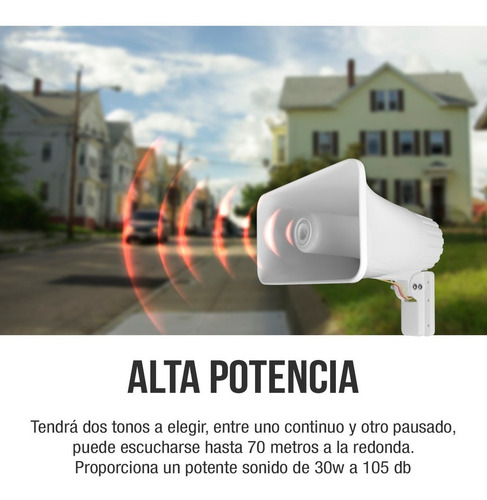 Imagen 2 de 7 de Kit Sirena 2 Tonos 30w Tipo Banco Exterior Caja Metalica Proteccion Gabinete Resguardo Alerta Seguridad Vecinal Casa