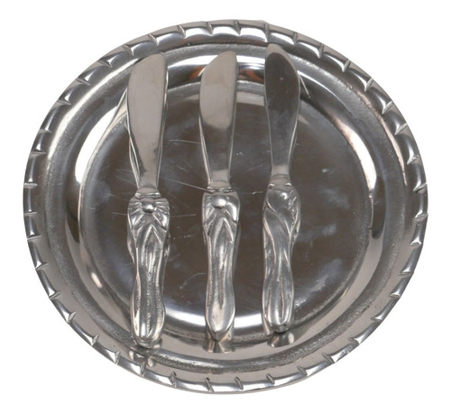 Set 3 Pz Charolas De Servicio Metalicas Pewter