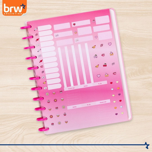 Cuaderno Inteligente C/ Discos Brw Peluche Tapa Dura 28x21cm Rosa