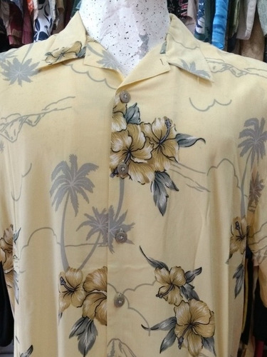 Camisa Hawaiana Tropical Floreada Palmeras L Hombre -11