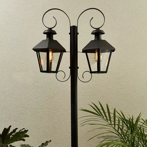 Farol Con Columna Dos Luces Para Jardín Exterior Poste Caño