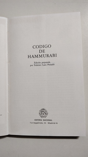 Código De Hammurabi Federico Lara Peinado (Usado)