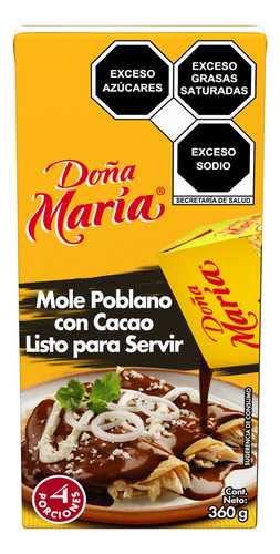 Mole Doña María Poblano Con Cacao Listo Para Servir 360g