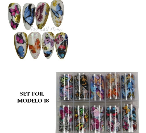 Set De Foil Modelo 18 Nail Art