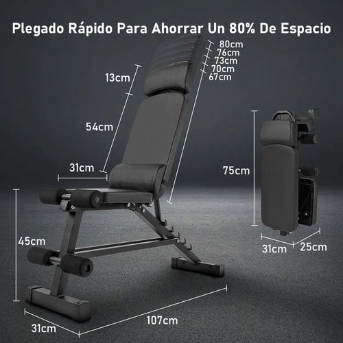 Banco para ejercicio Banco De Pesas Gimnasio multiposiciones Plegable Ajustable Multifunciional