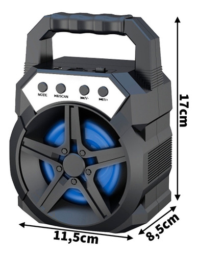 Mini Caixa Som Amplificada Rádio Fm Bluetooth Cnn521sp Black