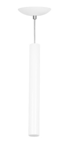 Pendente Tubo Cilindro Alumínio Branco 40cm + Led 3k