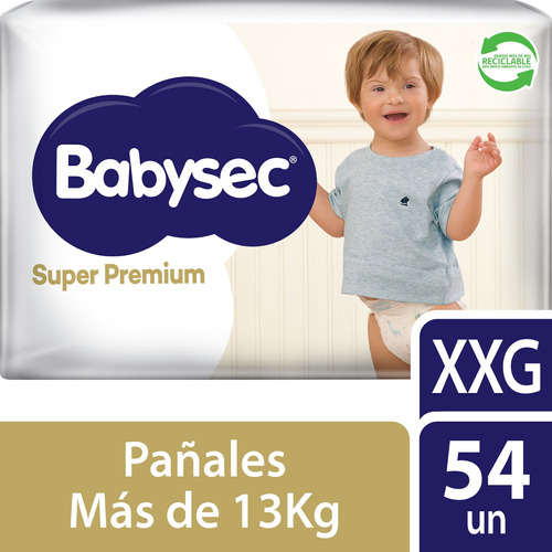 Pañales Babysec Super Premium unisex XXG x 54 unidades