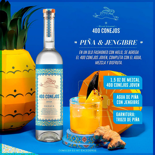 Mezcal 400 Conejos Joven Espadín 700ml