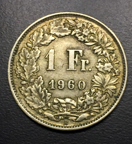 Swi060 Moneda Suiza 1 Franc 1960 Vf+ Plata Ayff