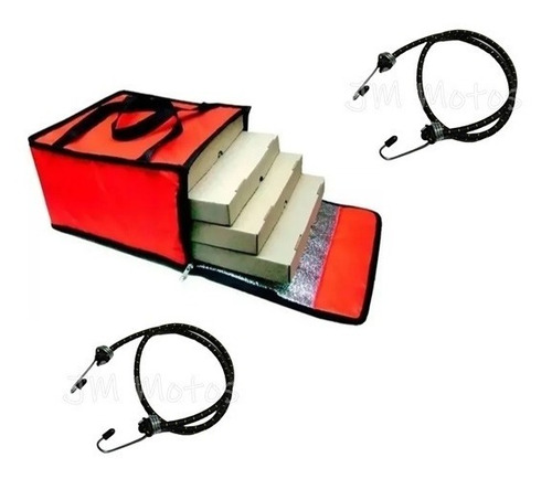 Bolso Termico Delivery Grande 4 Pizzas + 2 Zunchos Jm Motos