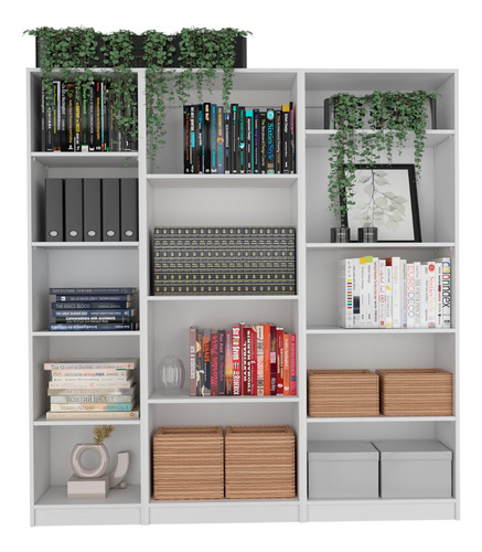 Combo De Bibliotecas Home Eco Blanco Sin Puertas