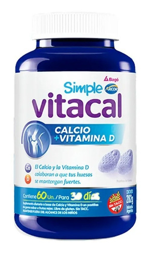 Suplemento en pastillas Arcor Bagó  Simple Vitalidad vitaminas sabor frutos rojos en frasco de 240g 60 un
