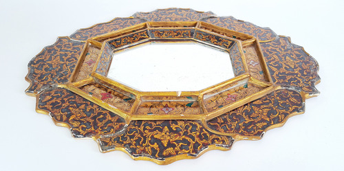 Espejo Veneciano Octogonal Deco Antigua Gran Tamaño Dorado Oscuro (Usado)