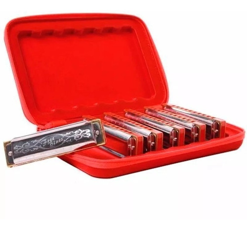 Kit Gaita Hering Free Blues 70120 6 Harmonicas A-c-d-e-f-g