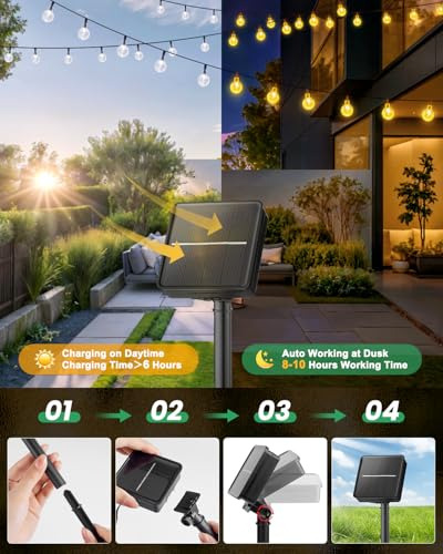 Luces Solares Exteriores 60 Leds 35.6 Pies, Cristalinas Glob