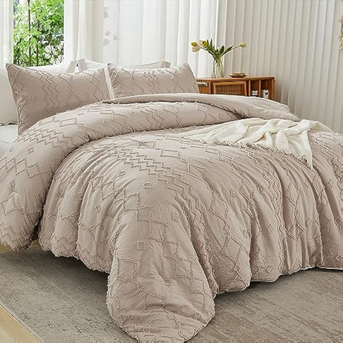 Andency Comforter King Size Set Caqui, 3 Piezas Boho Tumboné
