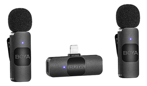 Imagen 7 de 10 de Kit 2 Microfonos Inalambrico P/ iPhone Lightning Boya By-v2