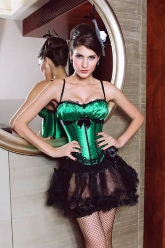 Corset Burlesque Verde Con Negro 