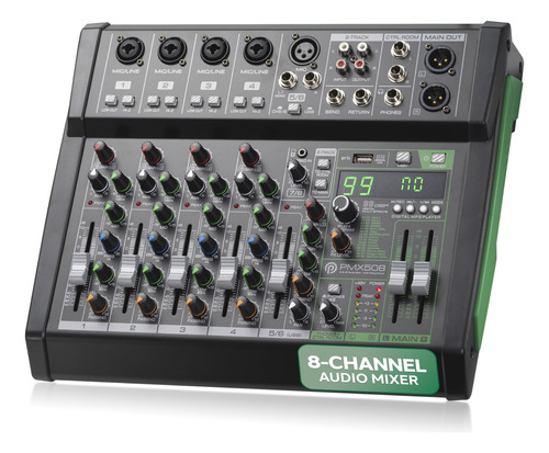Mezcladora De Audio De 8 Canales Pyle, Mezcladora De