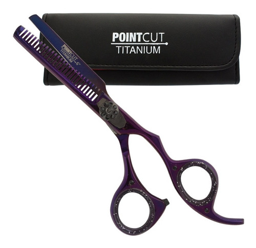 Tijera Barbero Pulir Desmechar Pointcut Titanio Purple 6