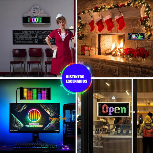 Letrero Led Matrix Flexible Rgb App Control Usb Auto 16x96 Eshopangie