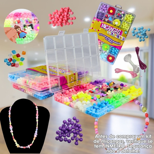 Kit Infantil Diy Fazer Bijuterias Criativas Com Miçangas