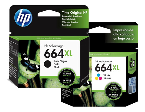 Cartucho Original Hp 664 Xl Negro + Color 2135 2675 3775