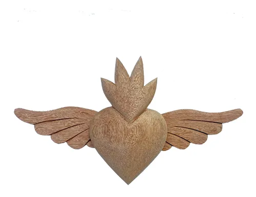 CoraçãoAladoDeMadeira28x15ArtesanatoEPintura