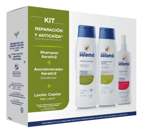  Kit Shampoo Keratin2 + Acond + Loción María Salomé