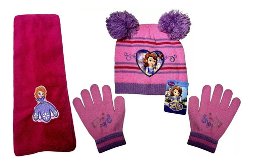 Kit Inverno Princesa Sofia Disney : Touca + Luvas + Cachecol