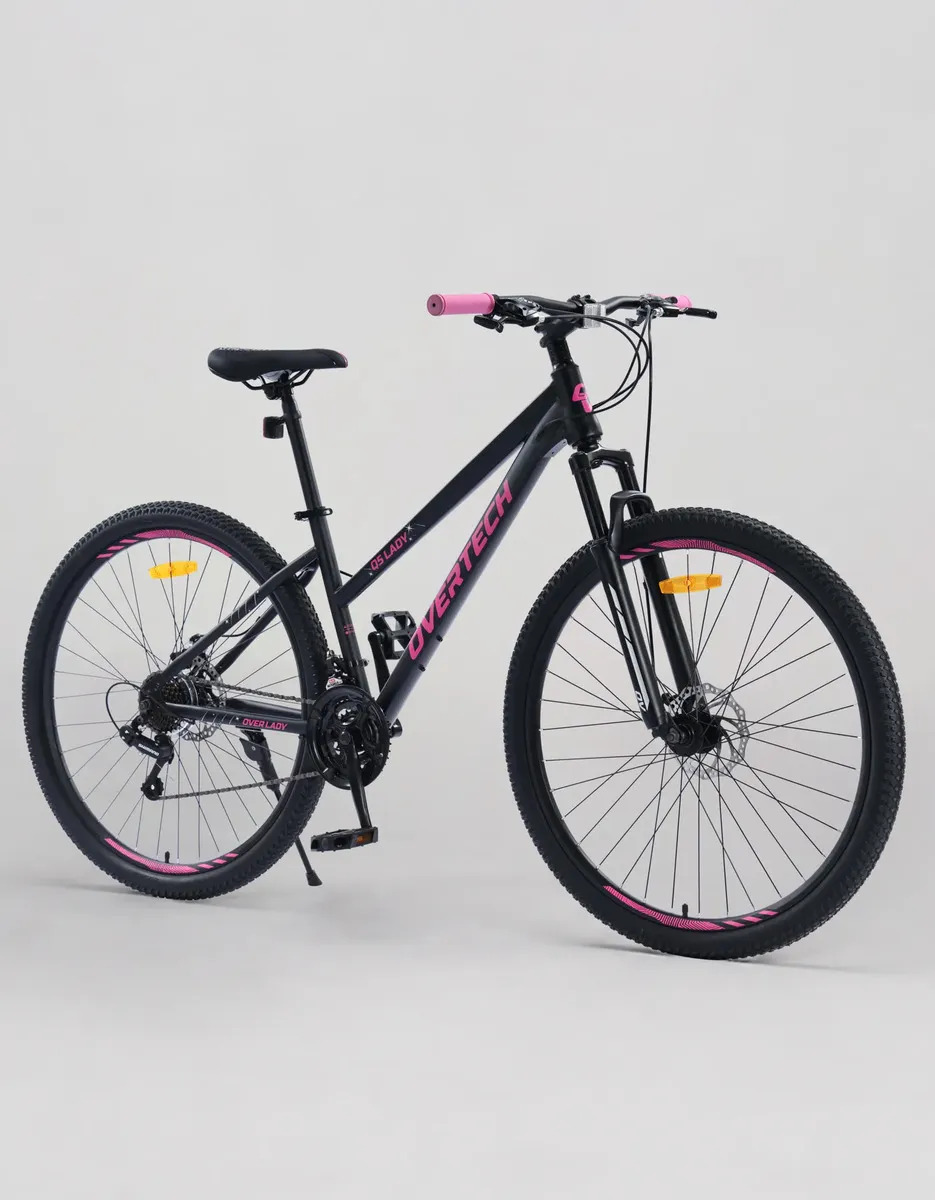 Bicicleta Mtb Overtech Q5 Lady R29, 21v Con Shimano, Freno A Disco, Con Suspensión, Color Negro/rosa Tamaño Del Cuadro S