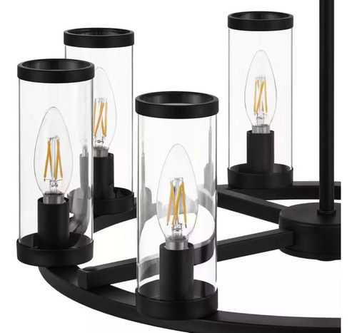 Lampara De Techo Moderna Niquel Cepillado 8 Luces 20'' Estructura Negro